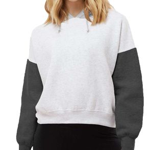 MV Sport Women's Sueded Fleece Colorblocked Crop Hoodie